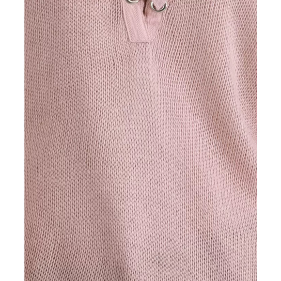 Forever 21 Women's Dusty Rose Lace-Up Front Knit Pullover Sweater Size Large - Picture 5 of 11